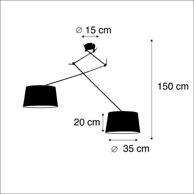 QAZQA Hanglamp staal met linnen kappen wit 35 cm 2-lichts - Blitz