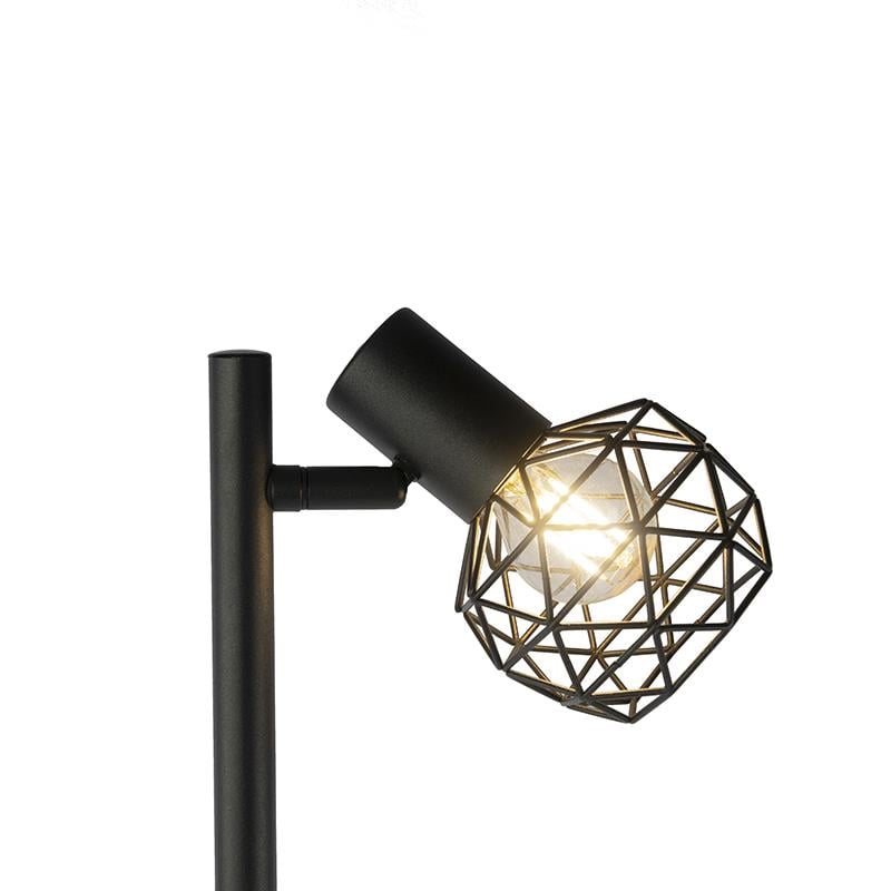 QAZQA Design vloerlamp zwart 3-lichts verstelbaar - Mesh