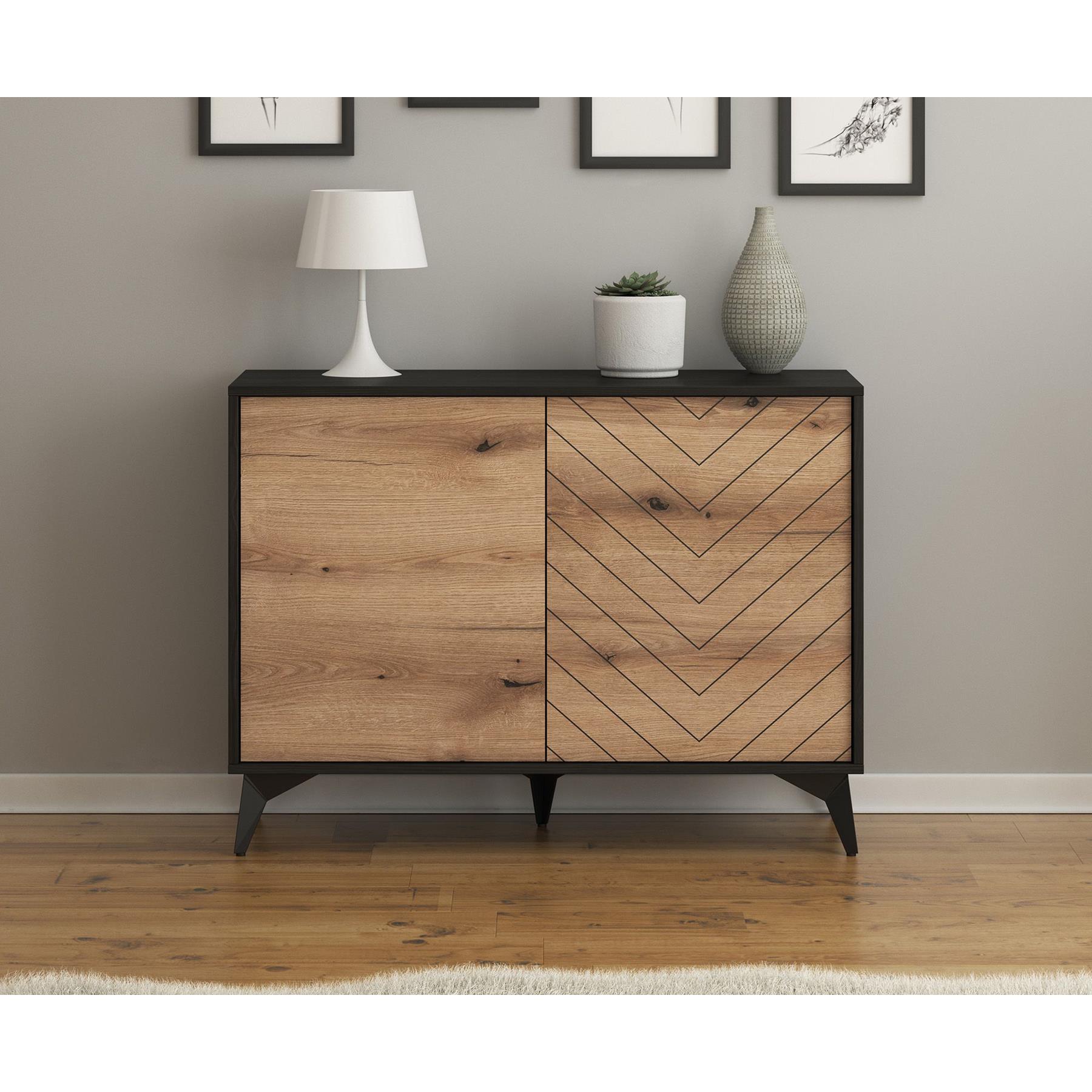 Meubella Dressoir Dolores - Eiken - Zwart - 104 cm