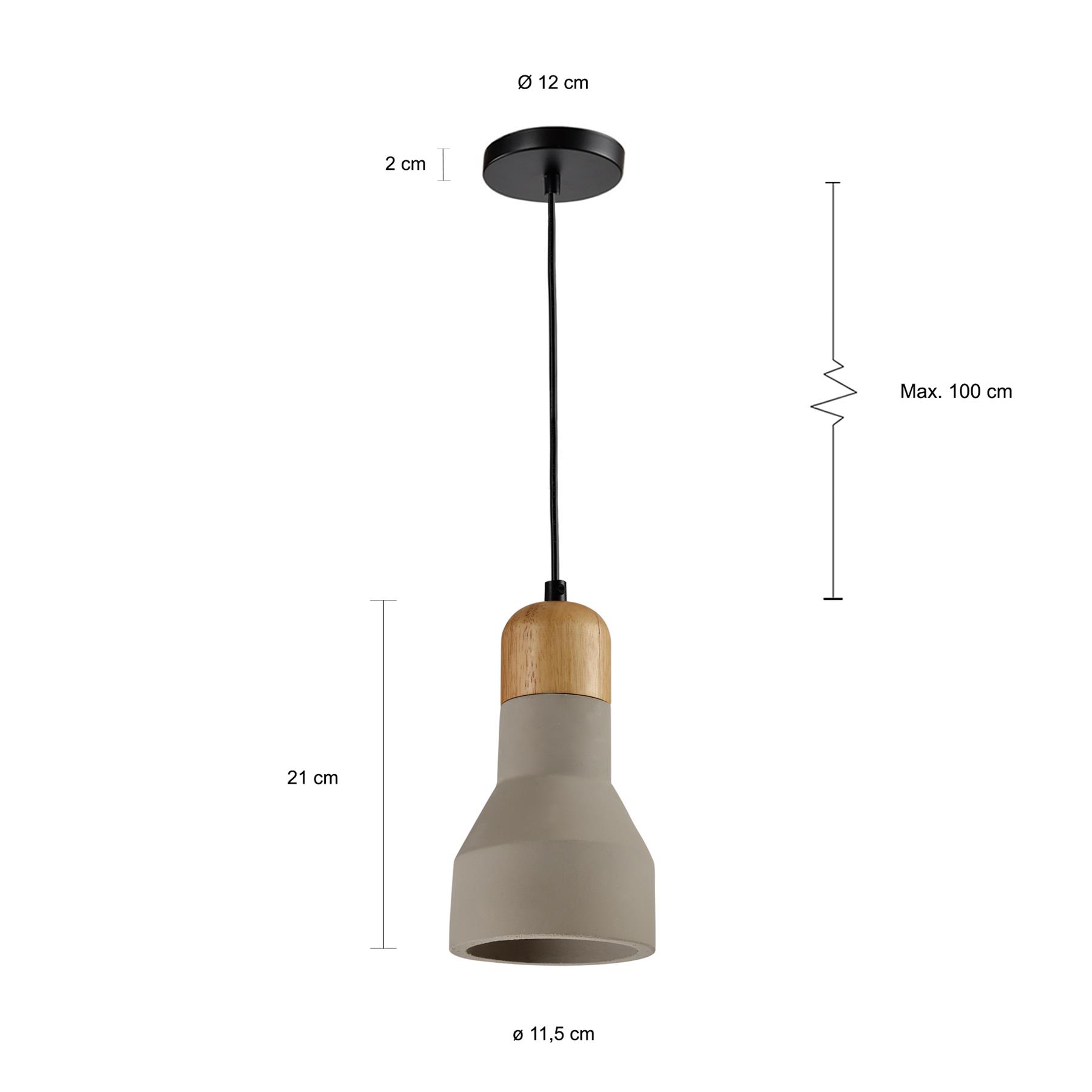 QUVIO Hanglamp hout en beton - QUV5047L-GREY