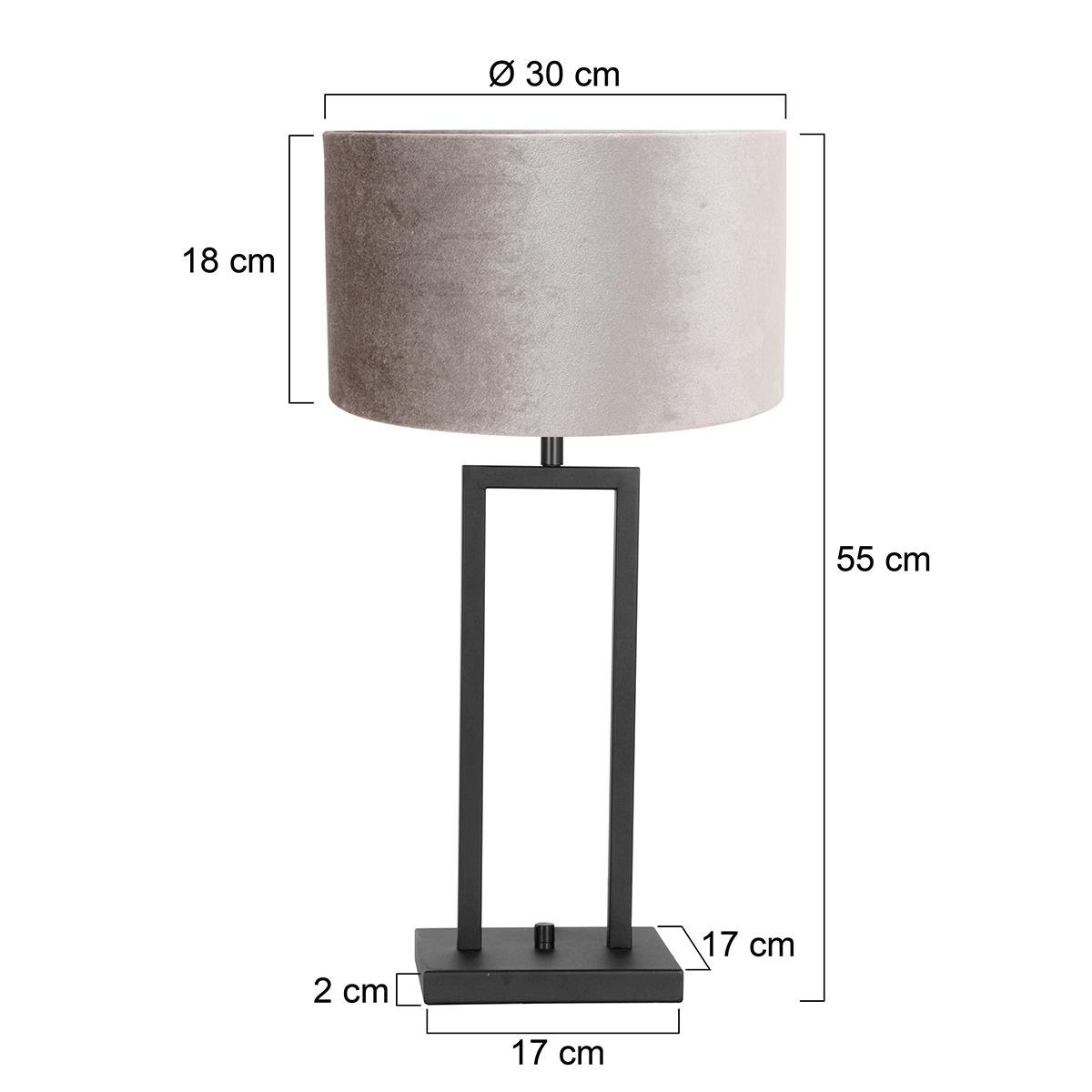 Steinhauer - tafellamp - Stang - zwart - metaal velours stof - Ø 30cm - E27 - 8213ZW