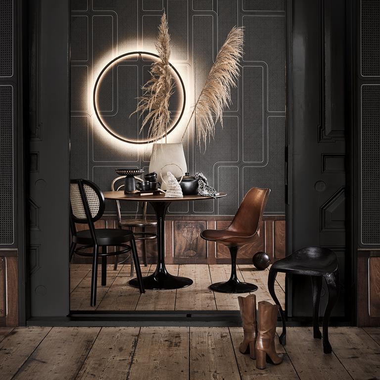 Light & Living Eettafel Biboca - Hout|Zwart - Ø120cm