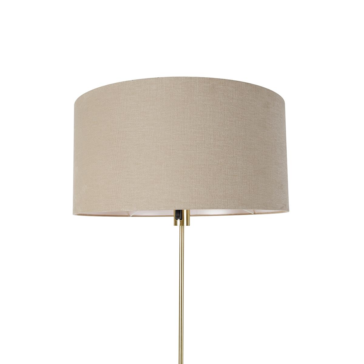 QAZQA Vloerlamp verstelbaar goud met kap lichtbruin 50 cm - Parte