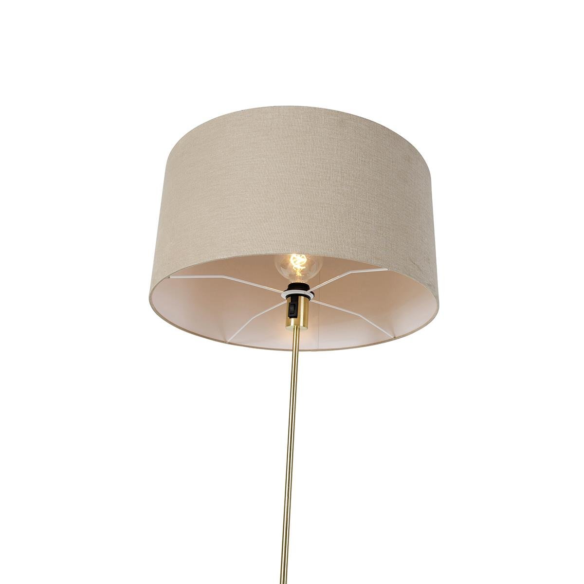 QAZQA Vloerlamp verstelbaar goud met kap lichtbruin 50 cm - Parte