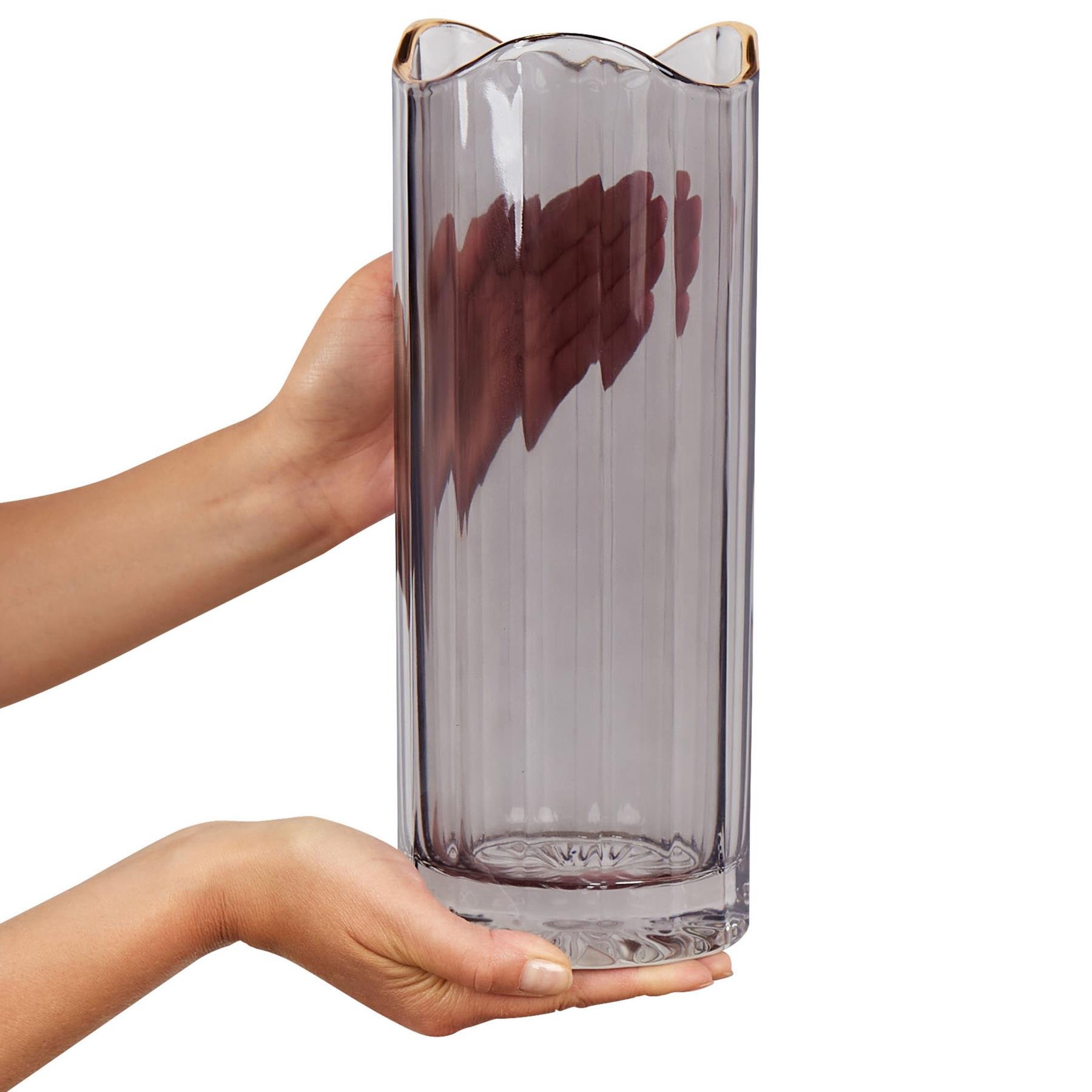 Beliani - PERDIKI - Decoratieve vaas - Grijs - Glas