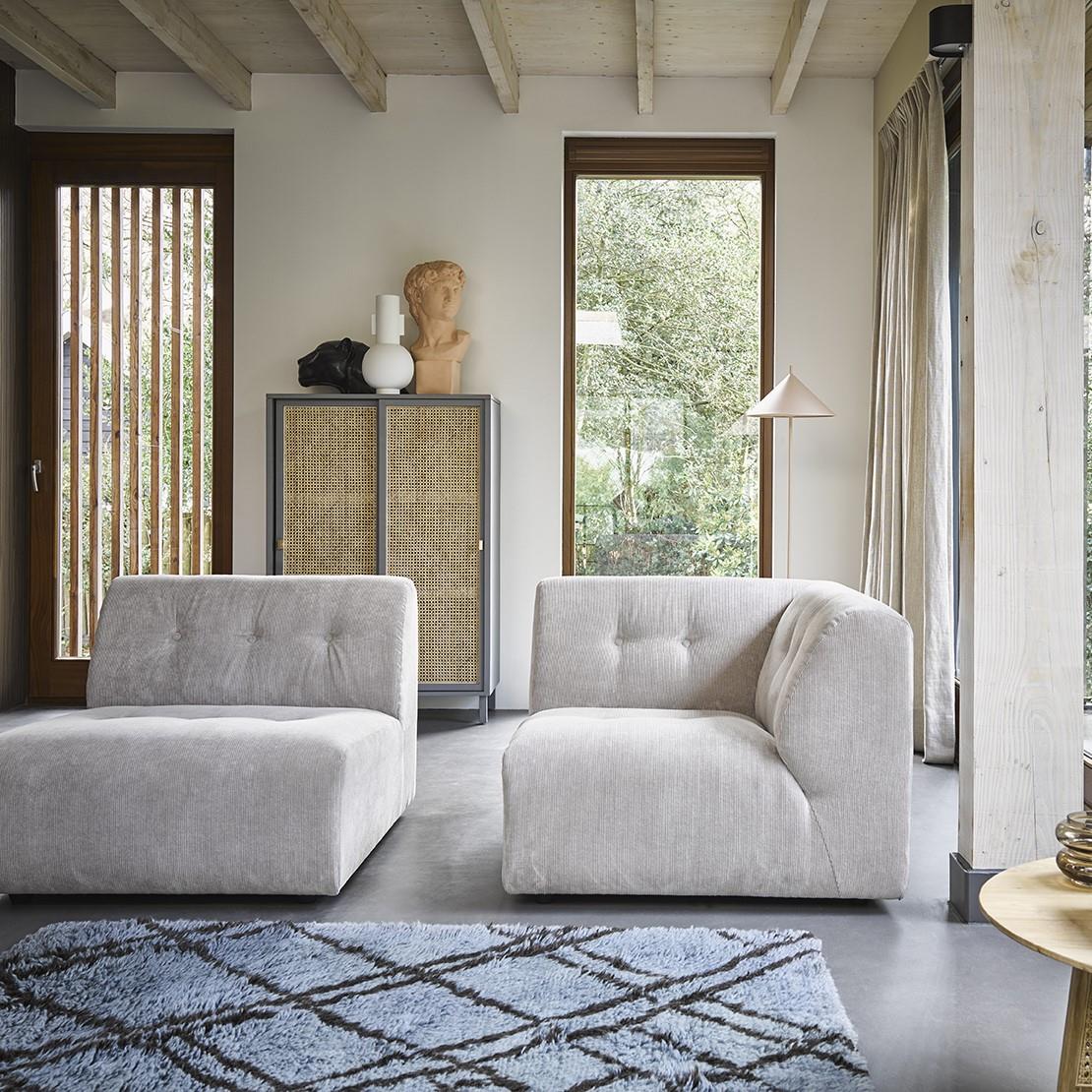 HKliving Vint Bank Element - Middenstuk - Corduroy Rib - Crème