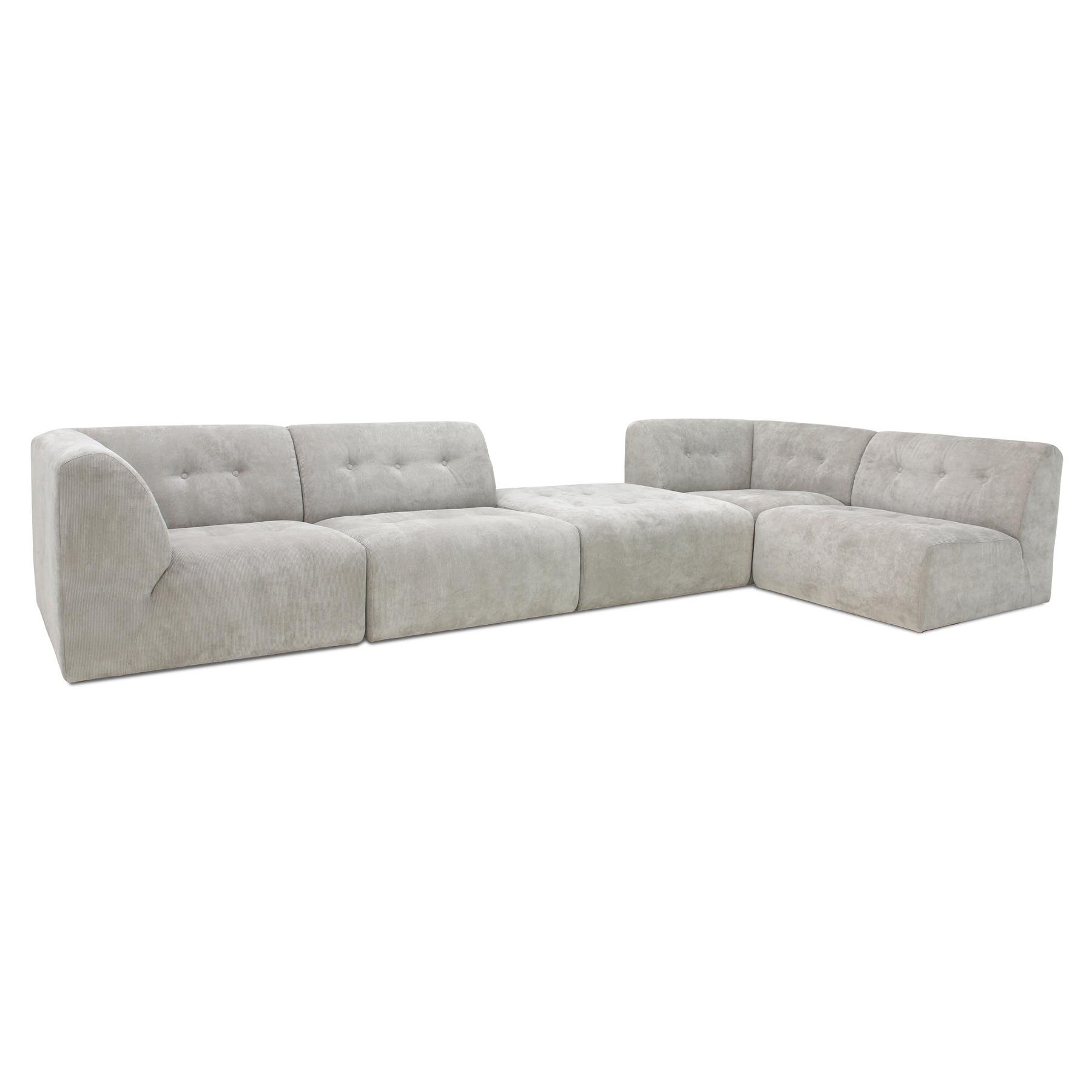 HKliving Vint Bank Element - Hocker - Corduroy Rib - Crème