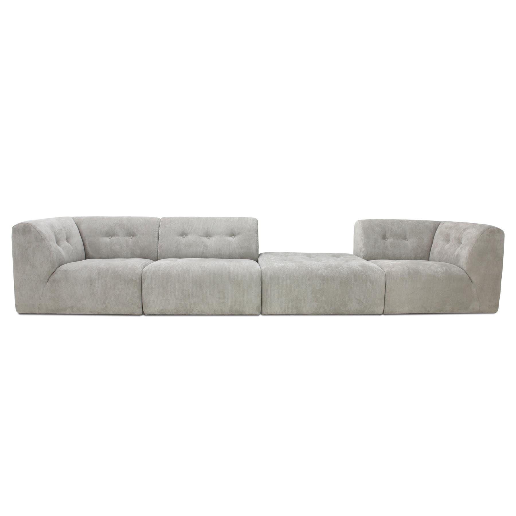 HKliving Vint Bank Element - Hocker - Corduroy Rib - Crème