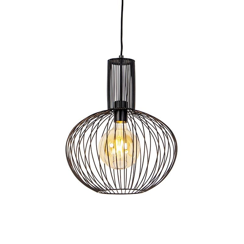 QAZQA Set van 5 design hanglampen zwart en goud - Wires