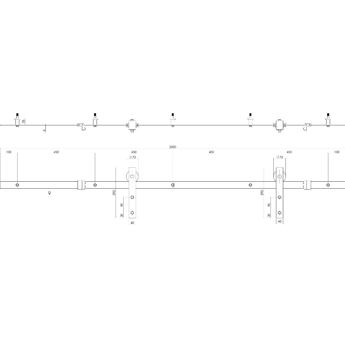 Intersteel DIY-schuifdeur Cubo zwart incl. matglas 2150x980x28mm +