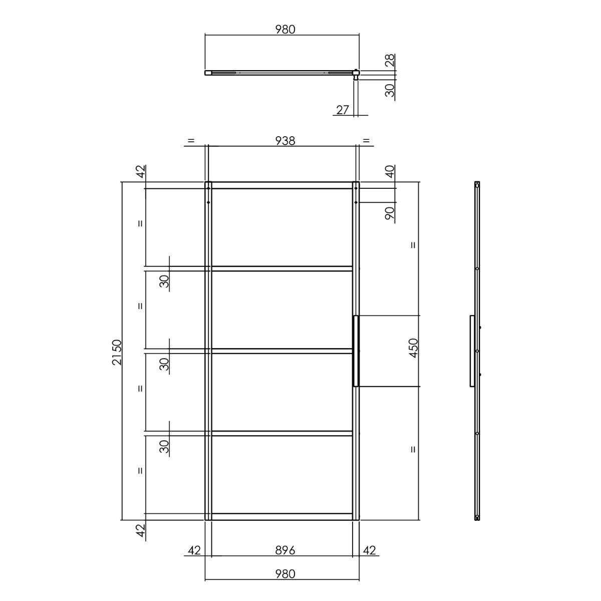 Intersteel DIY-schuifdeur Cubo zwart incl. matglas 2150x980x28mm +