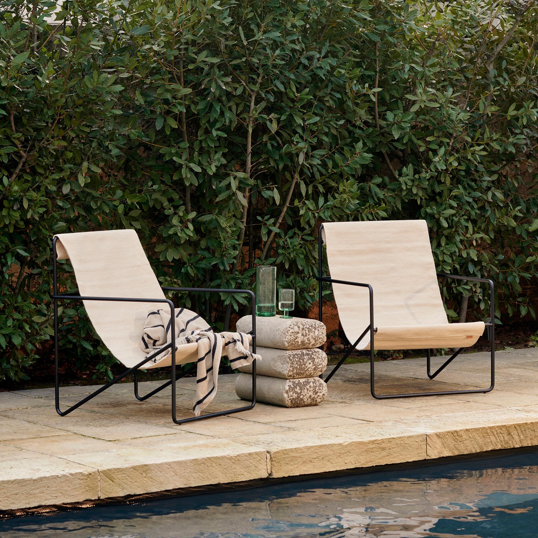 ferm LIVING Desert Fauteuil - Black/Cloud