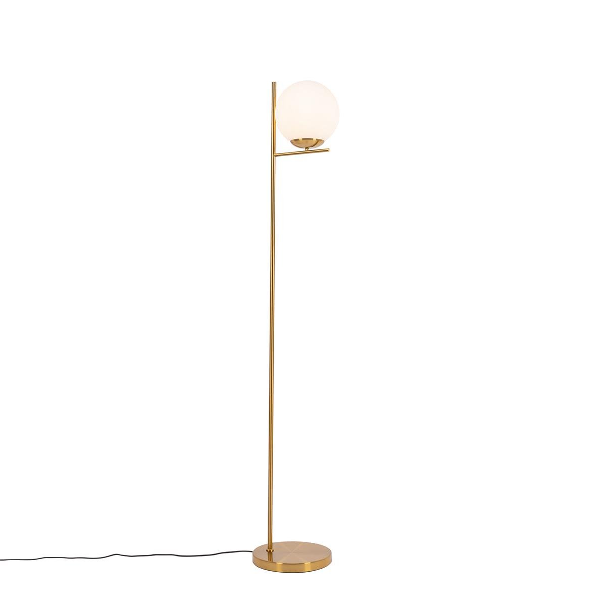 QAZQA Art Deco vloerlamp goud en opaal glas - Flore