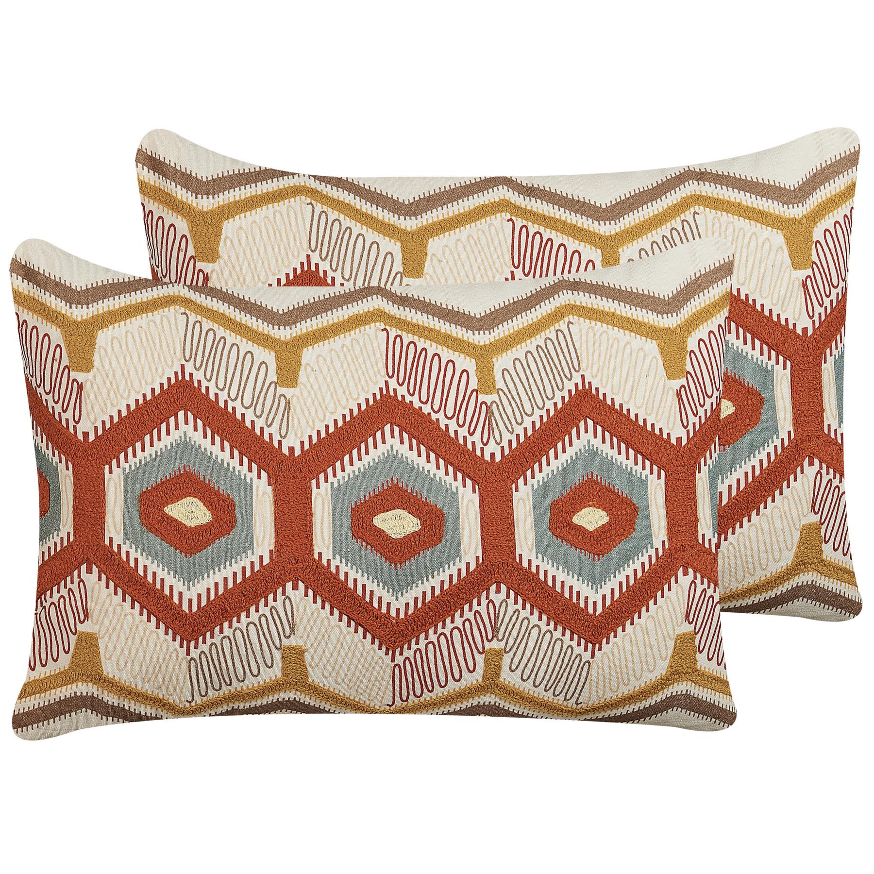 Beliani-MAJRA -Sierkussen set van 2-Multicolor-40 x 60 cm-Katoen