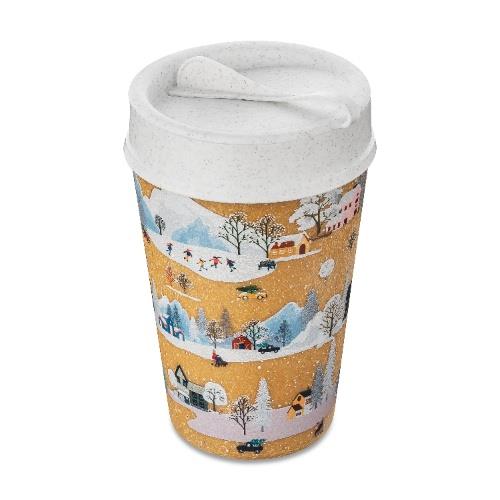 Koziol - Dubbelwandige Koffiebeker met Deksel, 0.4 L, Organic, Winter