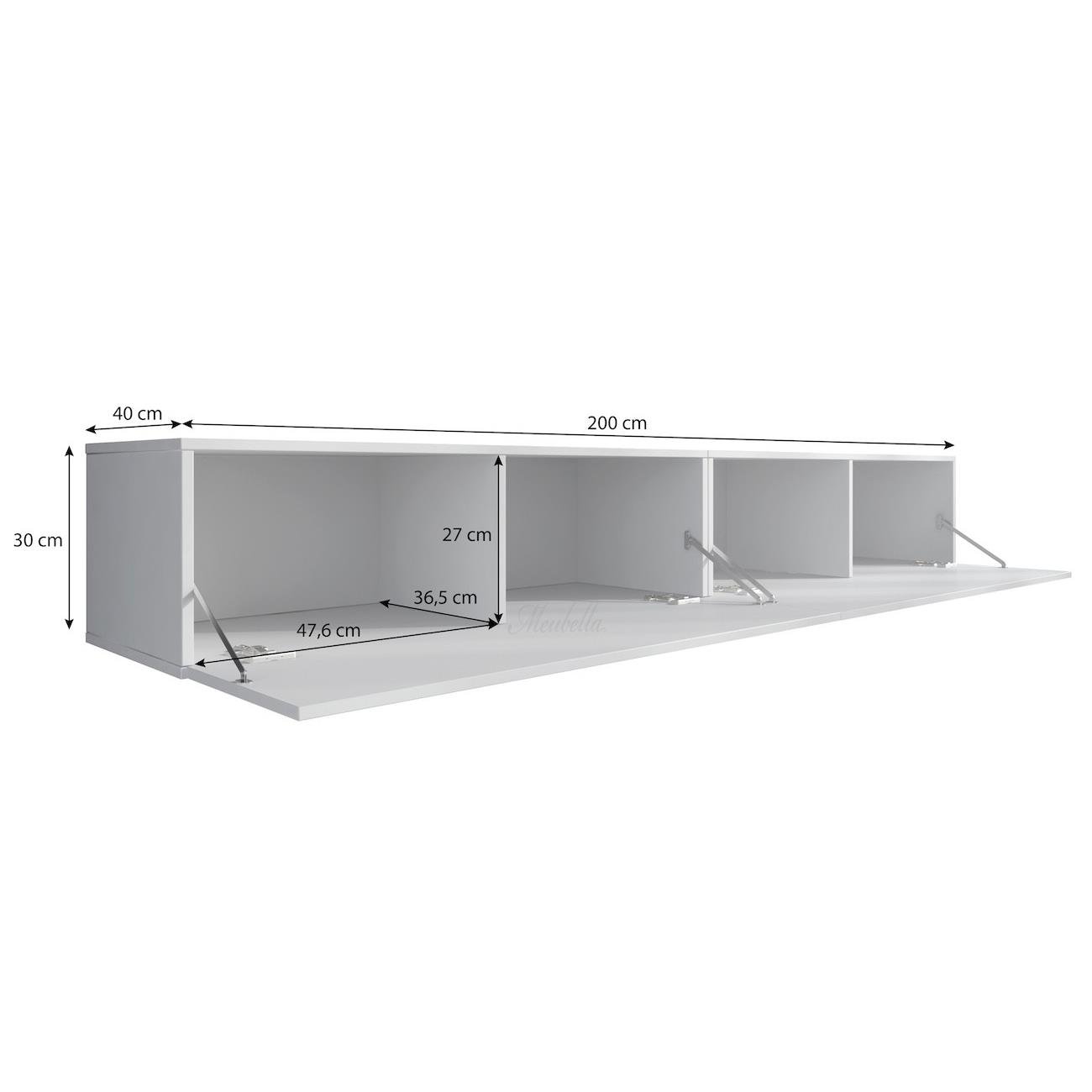 Meubella TV-Meubel Flame - Mat Zwart - 200 cm