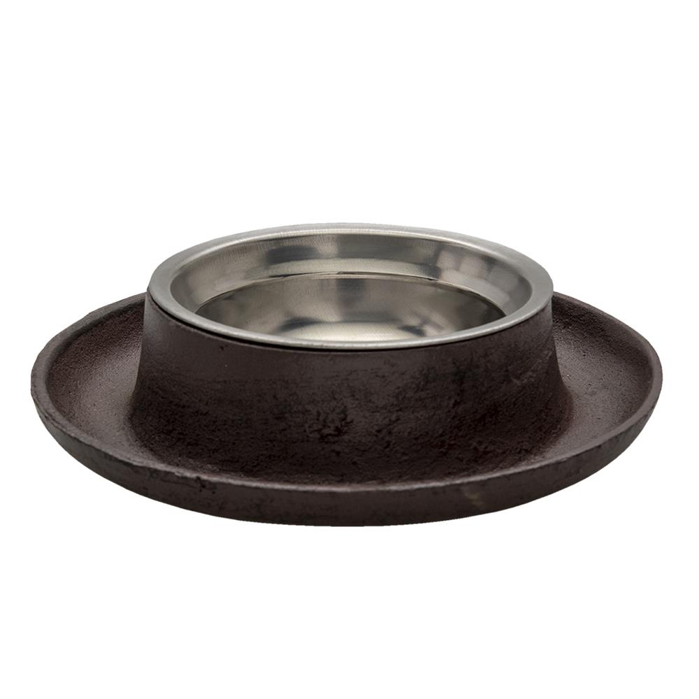 Clayre & Eef Voerbak Hond   Ø 22x5 cm Bruin Ijzer Rond Voerbak Kat