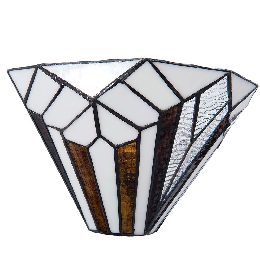 Clayre & Eef Wandlamp Tiffany  31x16x16 cm  Wit Bruin Metaal Glas