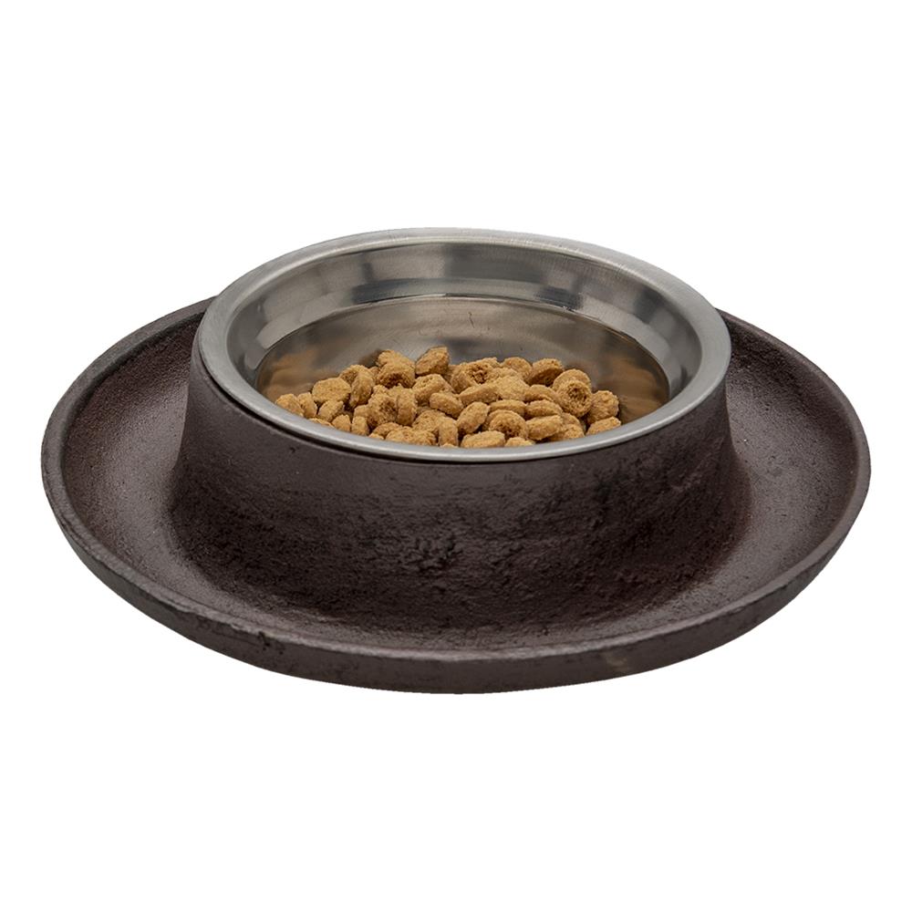 Clayre & Eef Voerbak Hond   Ø 22x5 cm Bruin Ijzer Rond Voerbak Kat