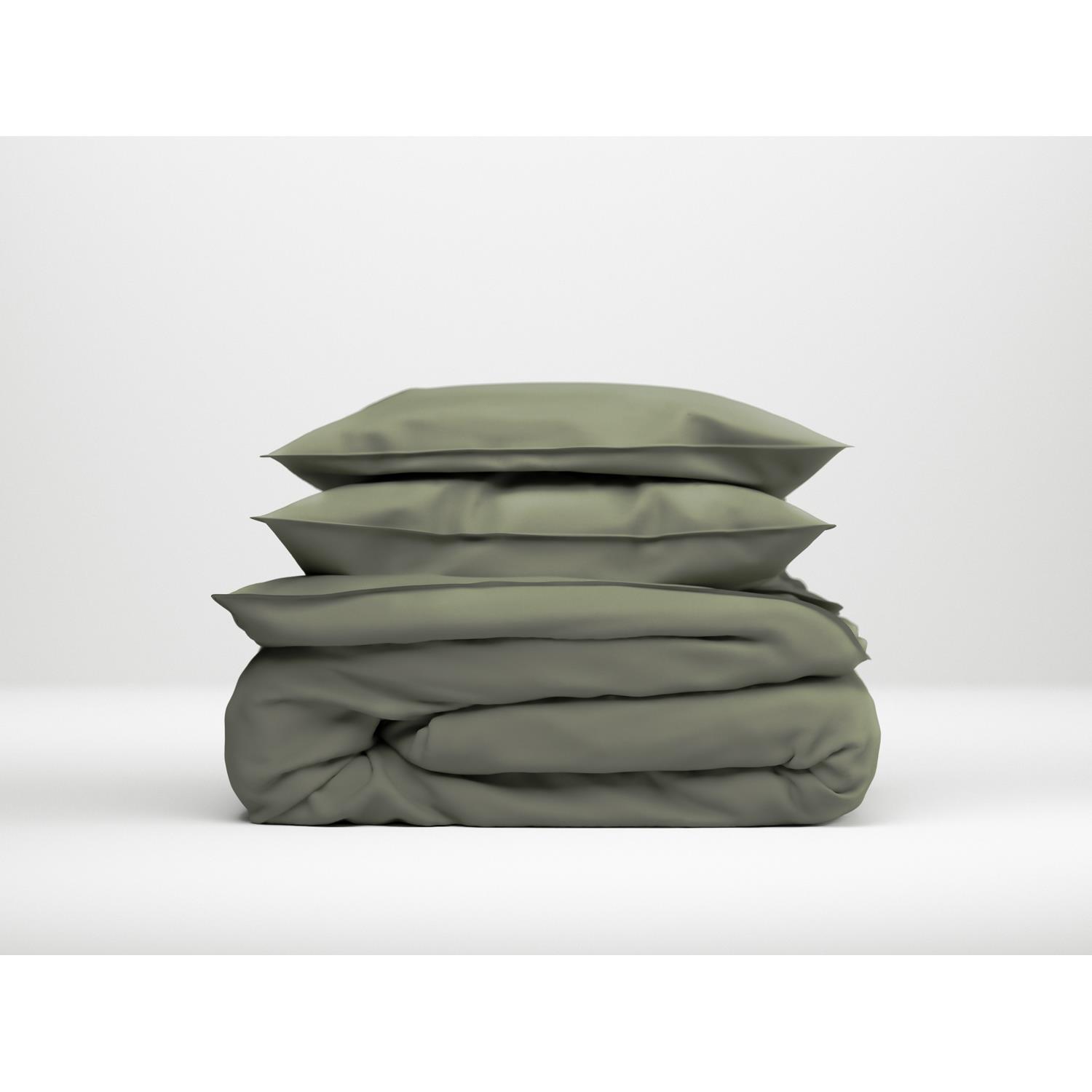 Zo Home Satinado Dekbedovertrekset Uni Katoen Satijn - army green