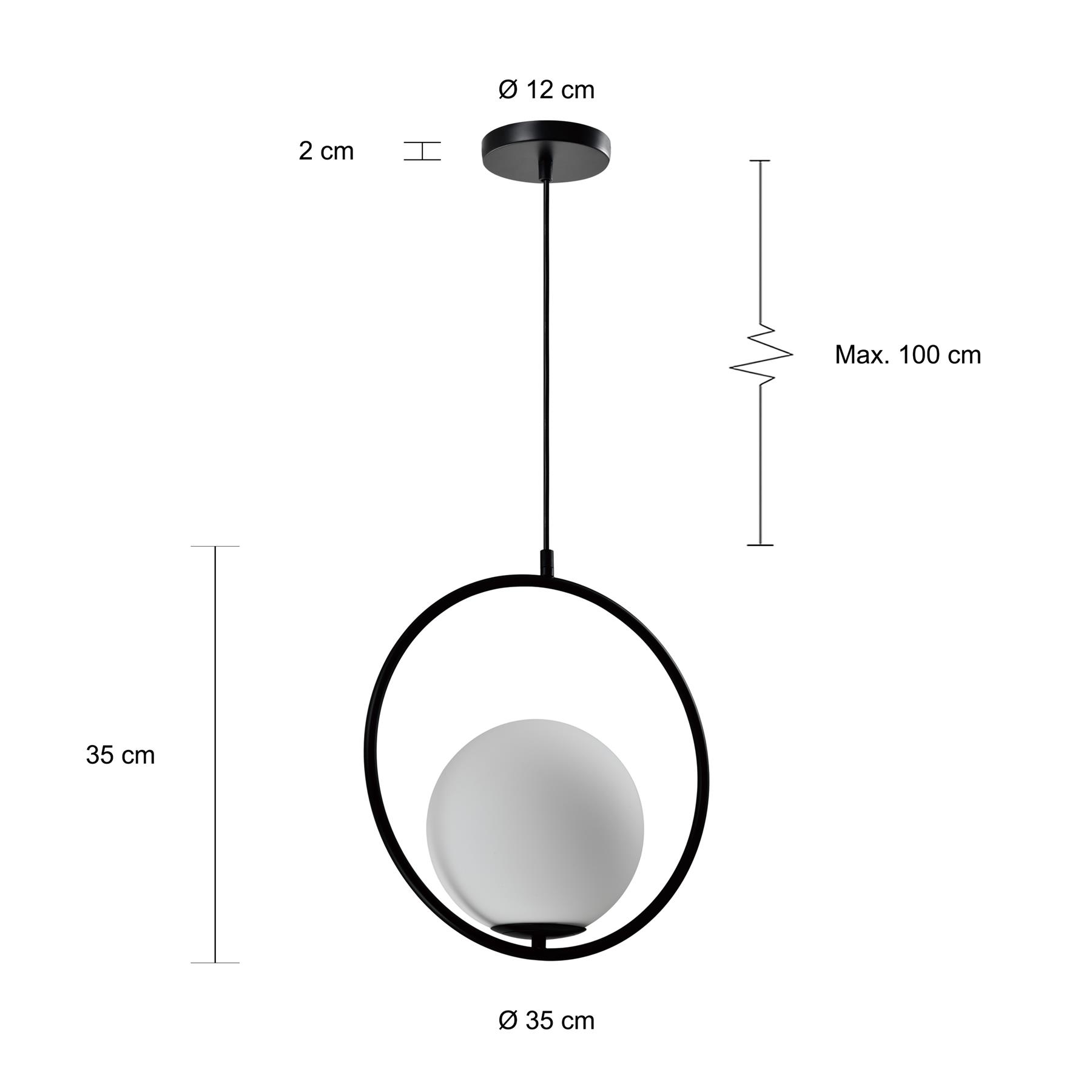 QUVIO Hanglamp glas rond zwart - QUV5122L-BLACK