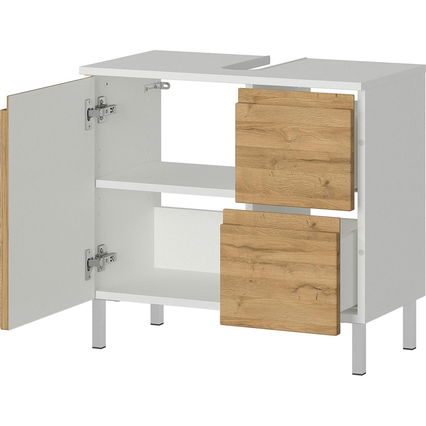 Germania Torrance Wastafelonderkast 60 cm Wit | Eiken