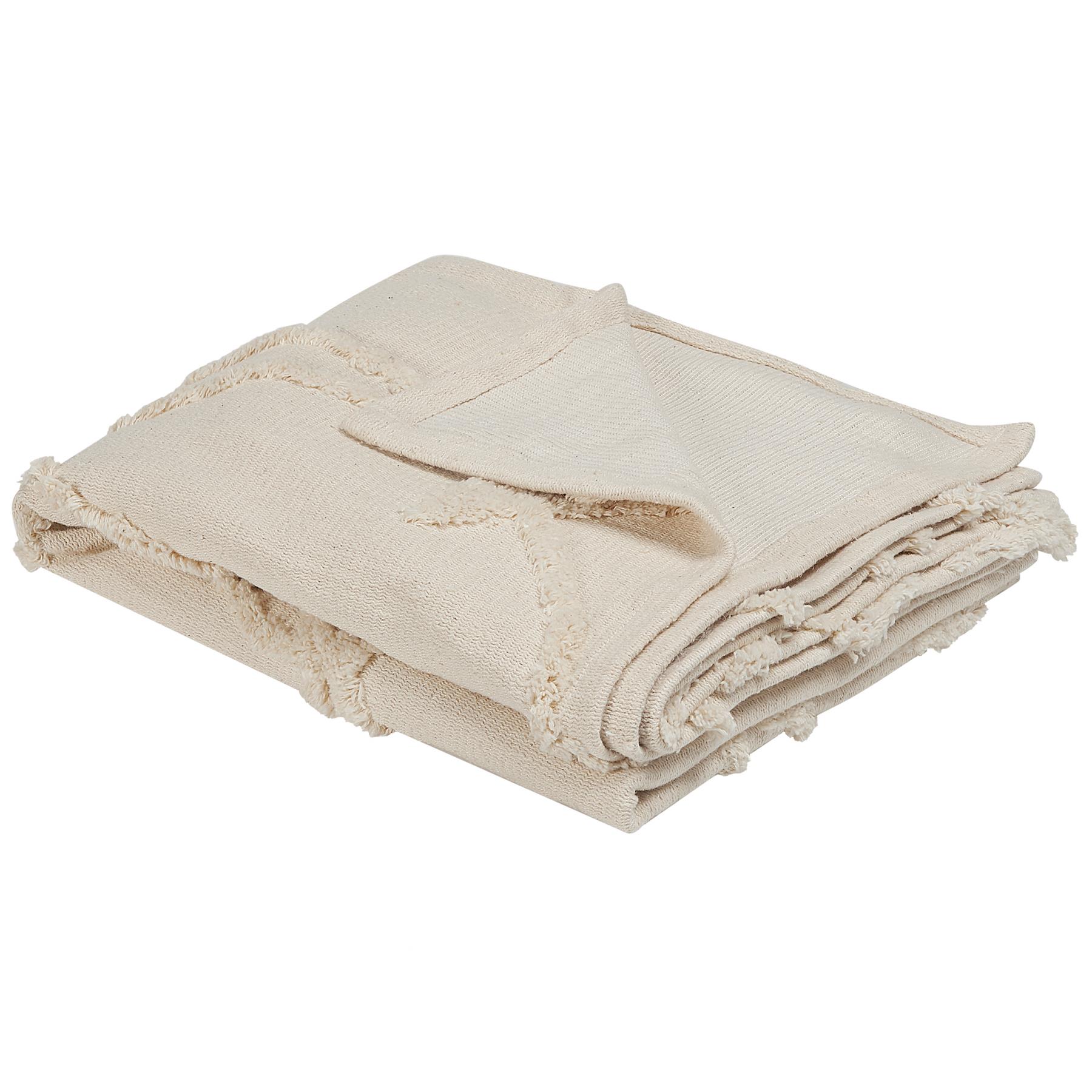 Beliani - ACACIA - Plaid - Beige - 130 x 160 cm - Katoen