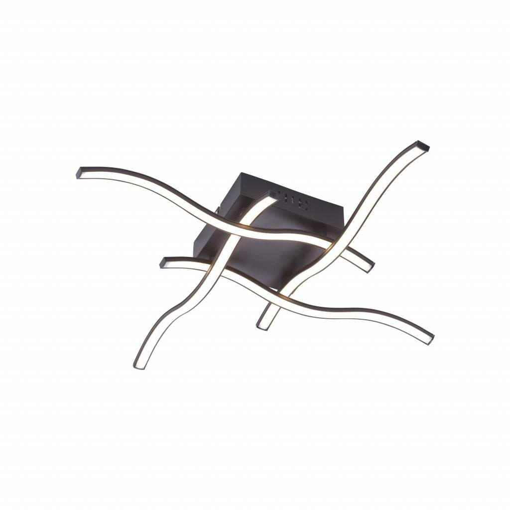 JUST LIGHT Plafondlamp WAVE Mat Zwart Led 55cm