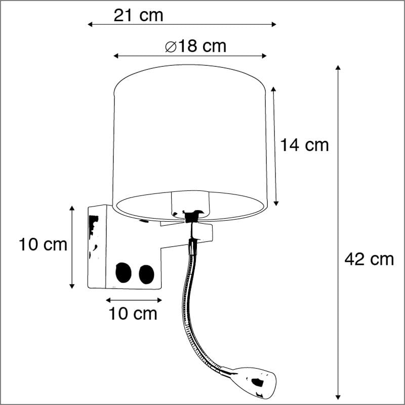 QAZQA Moderne wandlamp zwart met grijze kap - Brescia