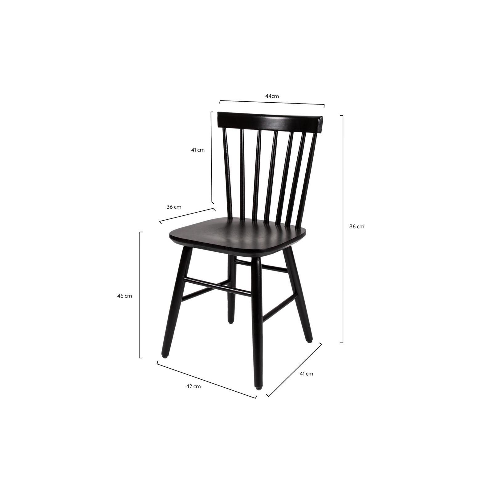 Houten spijlenstoel Maxime zwart 2 stuks