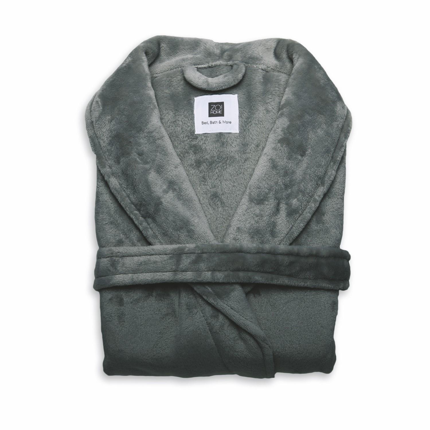 Zo Home Flanel Fleece Badjas Cara - dark grey - M