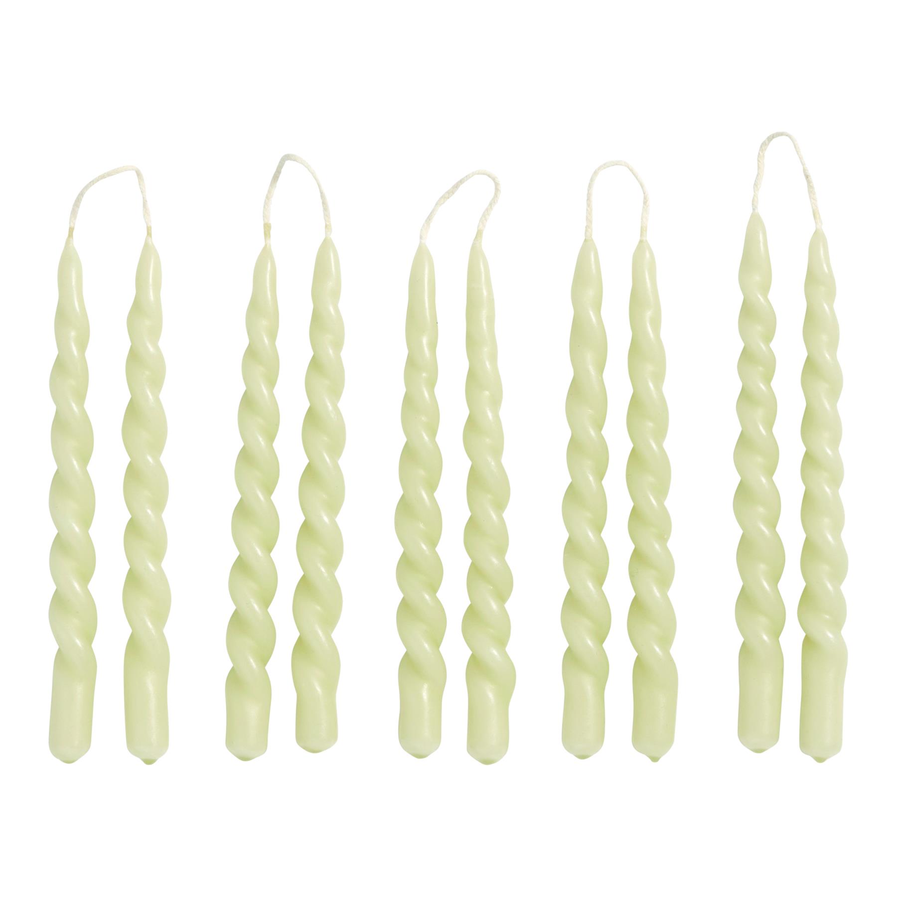HAY Mini Swirl Kaarsen 10 st. - Lichtgroen
