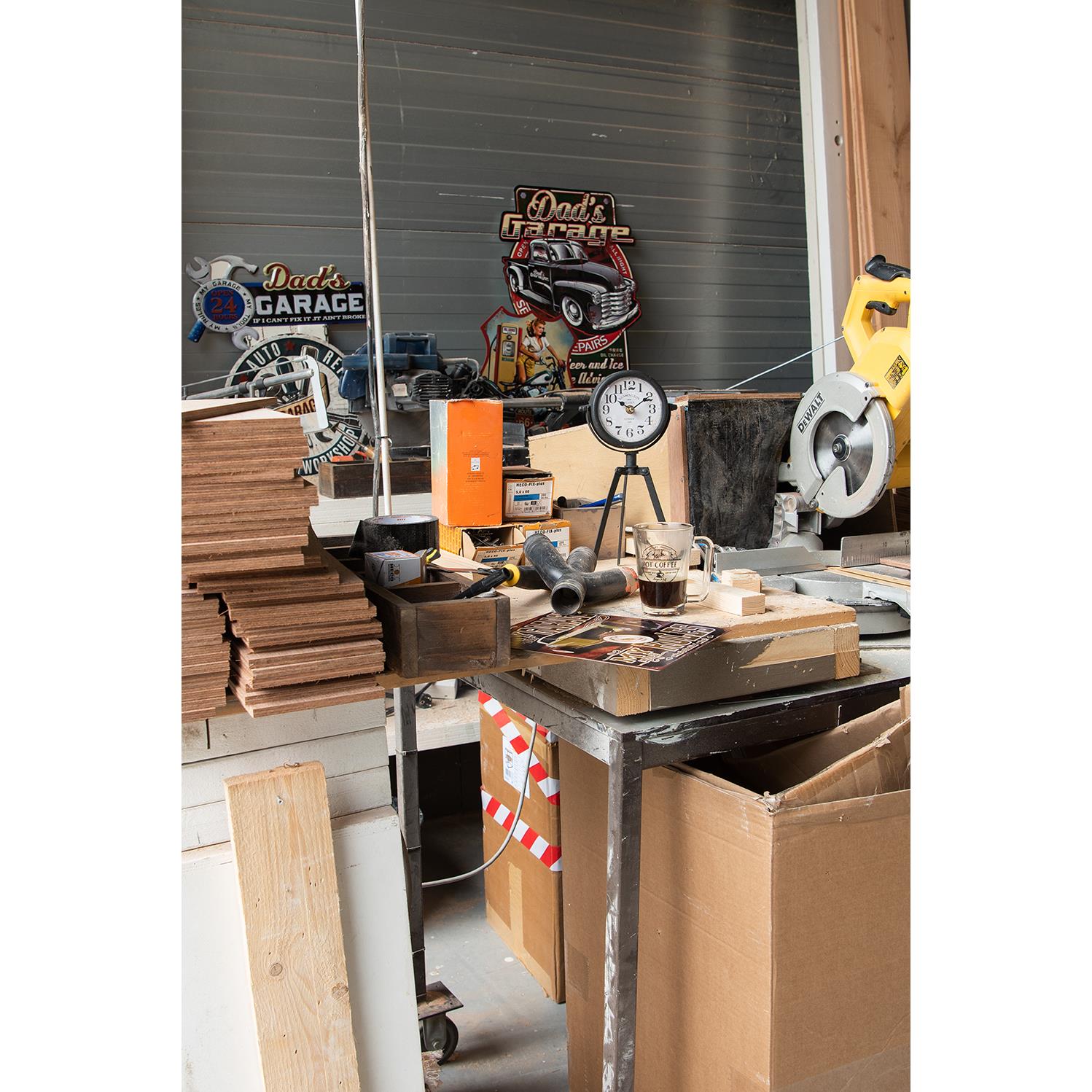 Clayre & Eef Tekstbord  20x25 cm Bruin Zwart Ijzer My Garage Wandbord