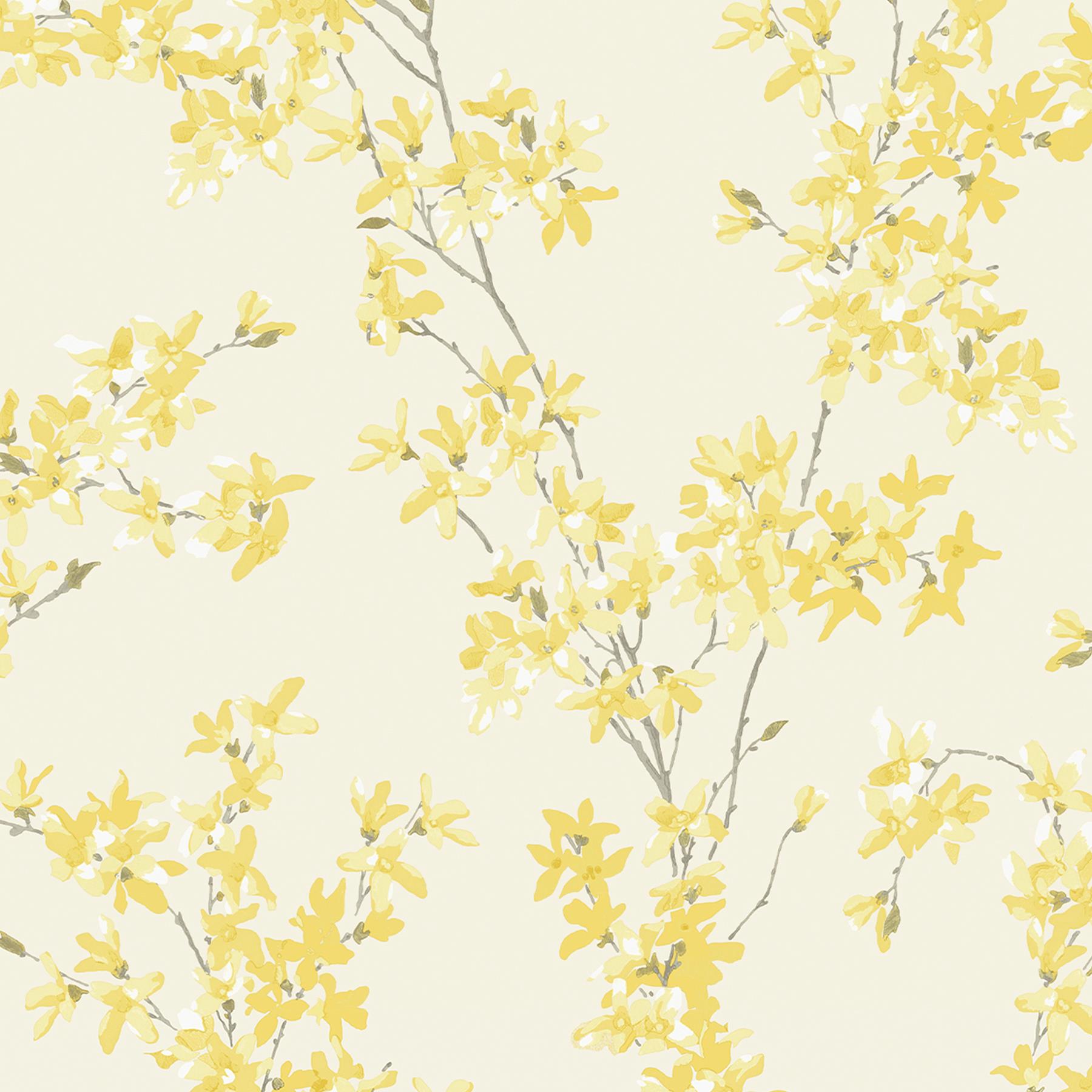 Laura Ashley Forstyhia Behang - Planten - 10mx52cm - Geel