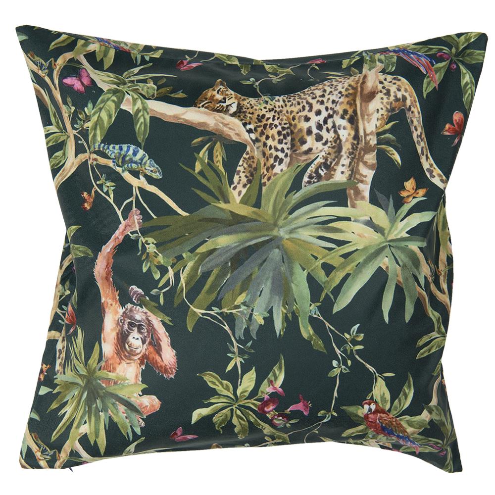 Clayre & Eef Kussenhoes  45x45 cm Groen Zwart Polyester Vierkant