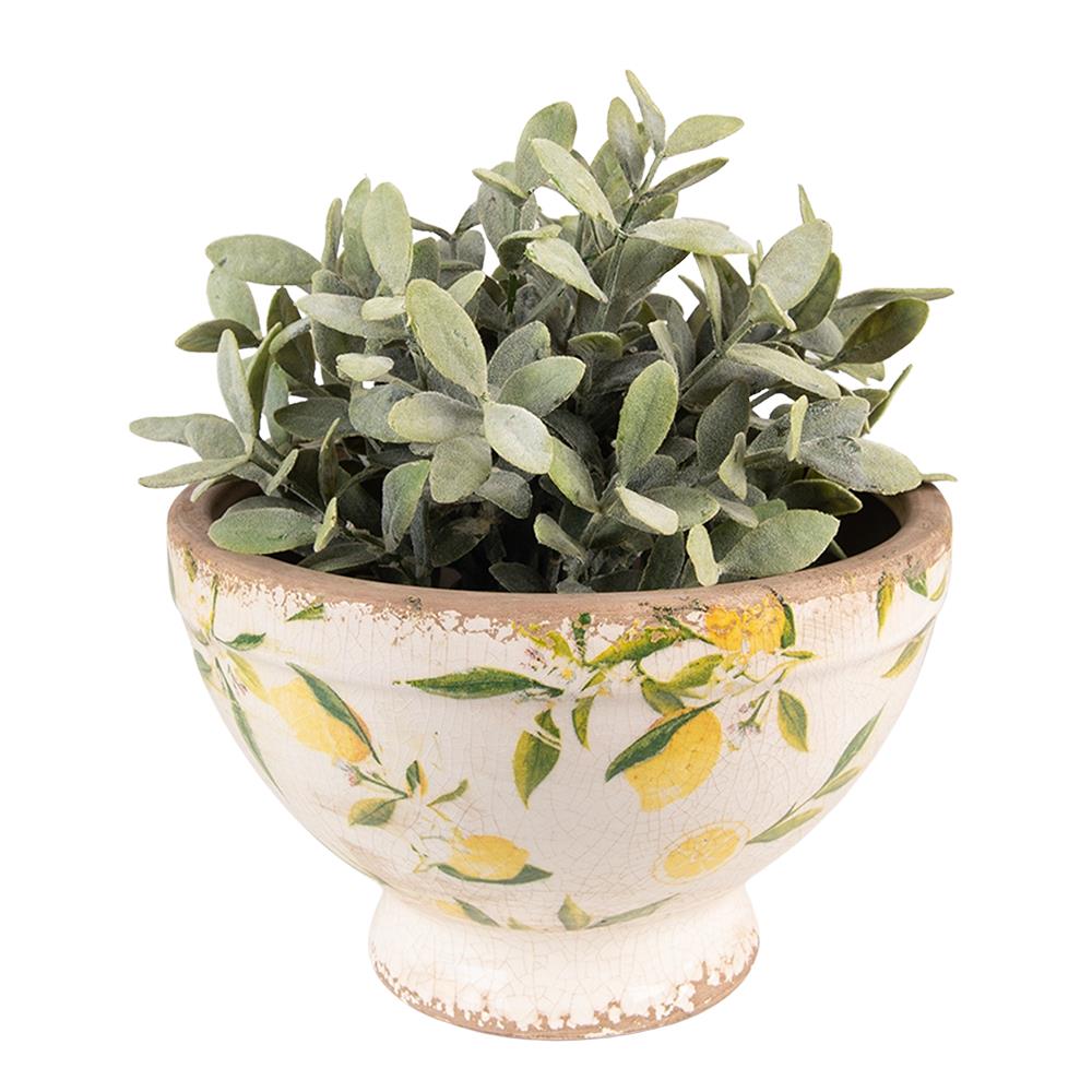 Clayre & Eef Bloempot  Ø 21x14 cm Geel Keramiek Citroen Bloempot