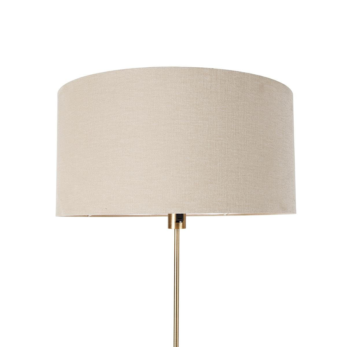 QAZQA Vloerlamp verstelbaar brons met kap lichtbruin 50 cm - Parte