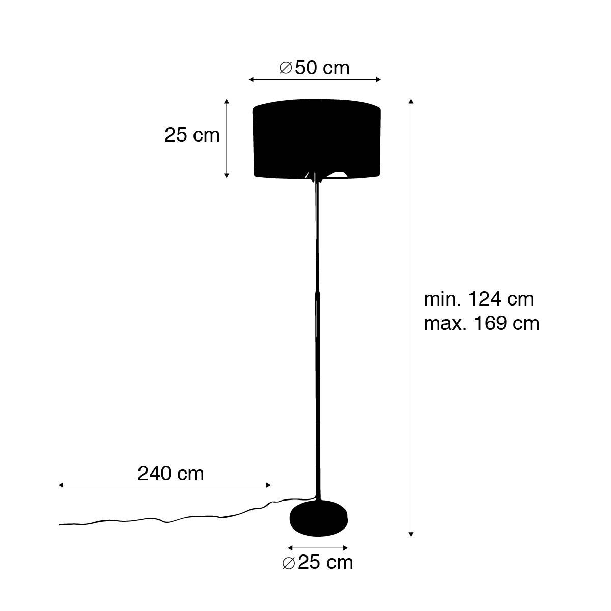 QAZQA Vloerlamp verstelbaar brons met kap lichtbruin 50 cm - Parte
