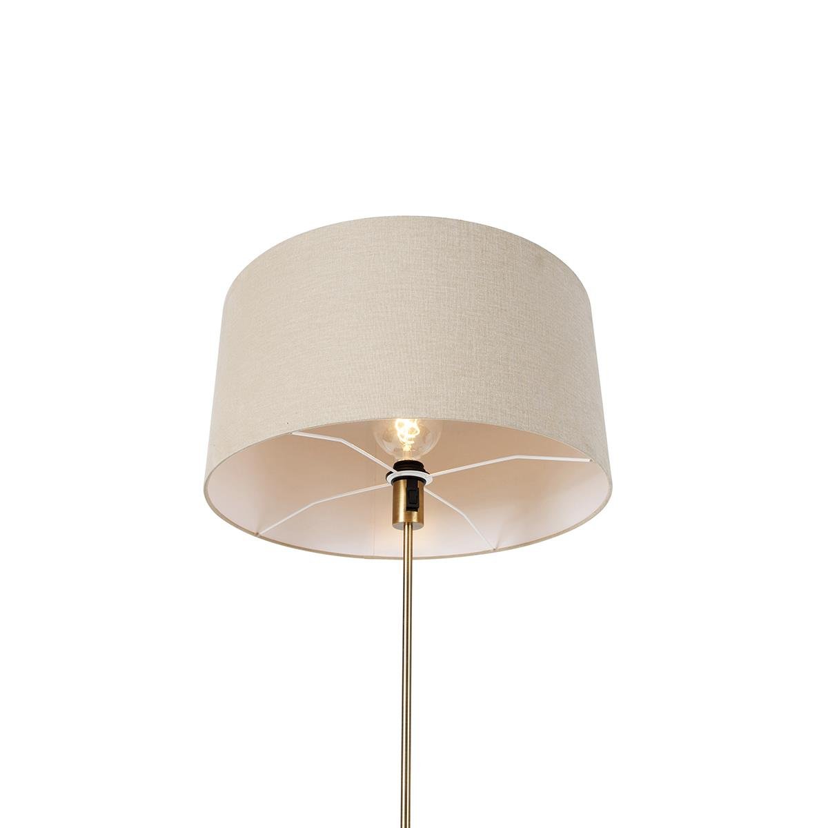 QAZQA Vloerlamp verstelbaar brons met kap lichtbruin 50 cm - Parte