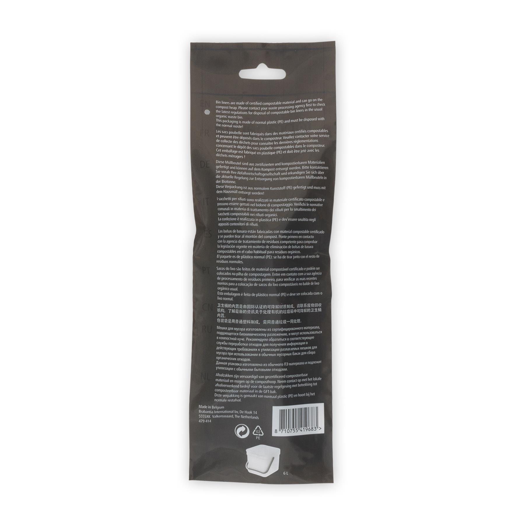 Brabantia Type S PerfectFit Composteerbare Afvalzak 6 Liter - 10 zakken