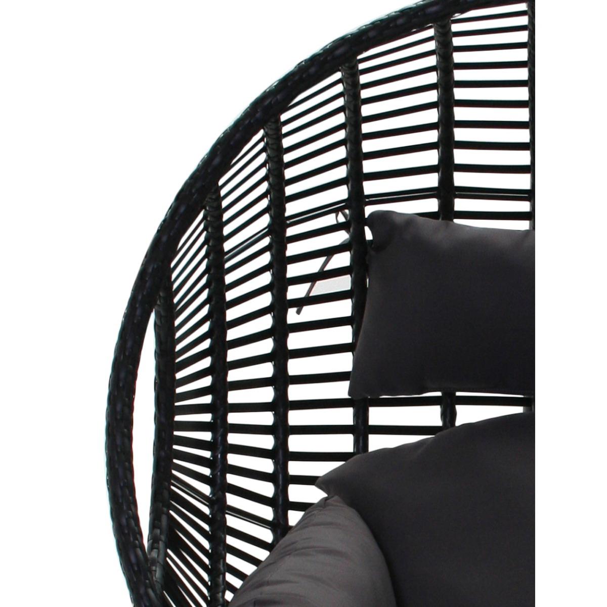 24Designs Relax Hangstoel Ibiza 1-Persoons - Zwart Vlechtwerk +