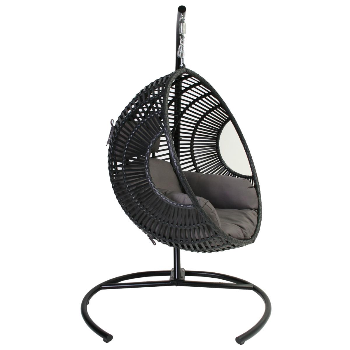 24Designs Relax Hangstoel Ibiza 1-Persoons - Zwart Vlechtwerk +