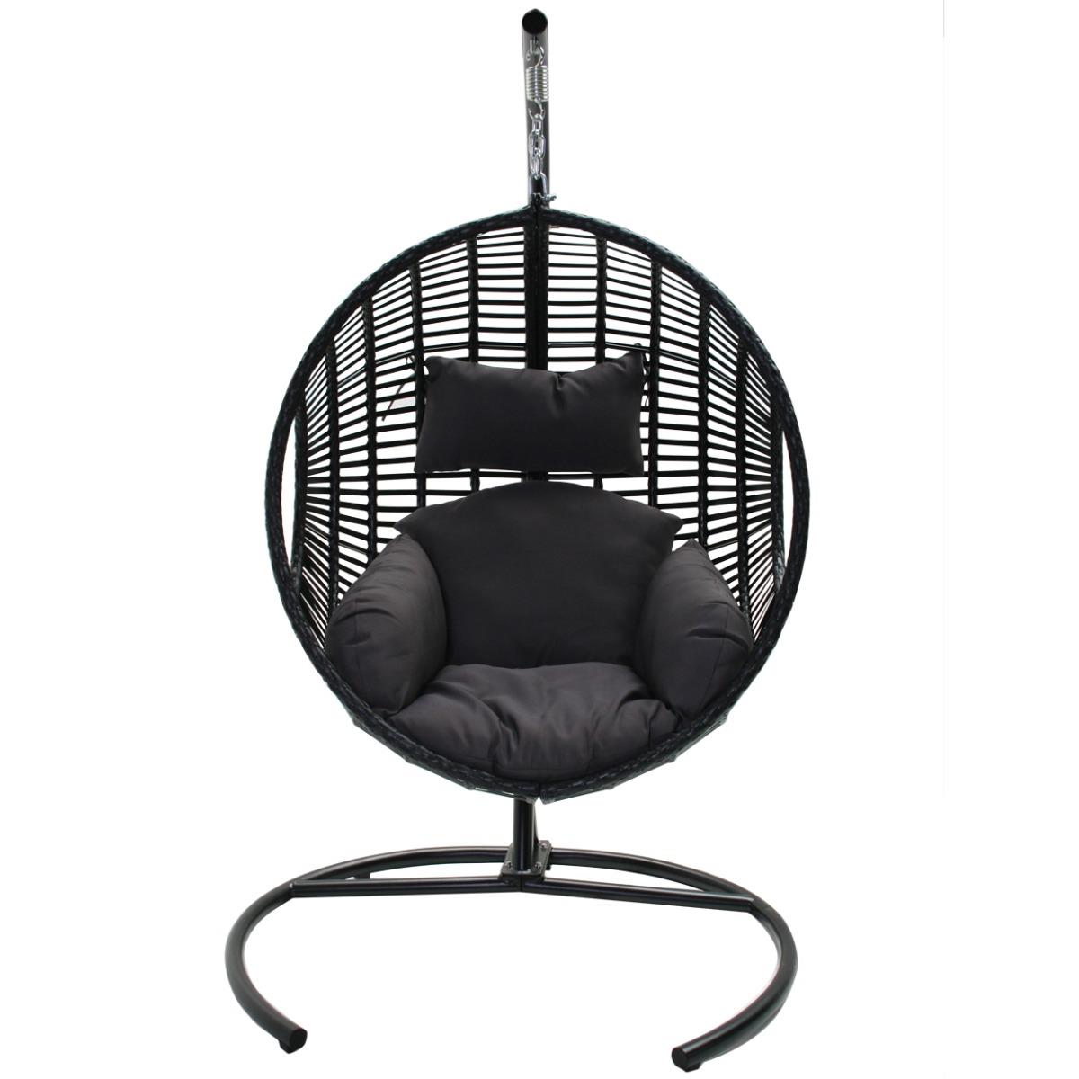 24Designs Relax Hangstoel Ibiza 1-Persoons - Zwart Vlechtwerk +