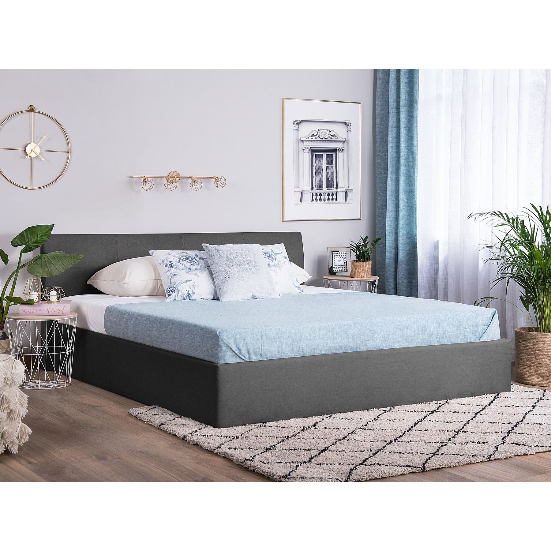 Beliani - ORBEY - Tweepersoonsbed - Grijs - 180 x 200 cm - Polyester