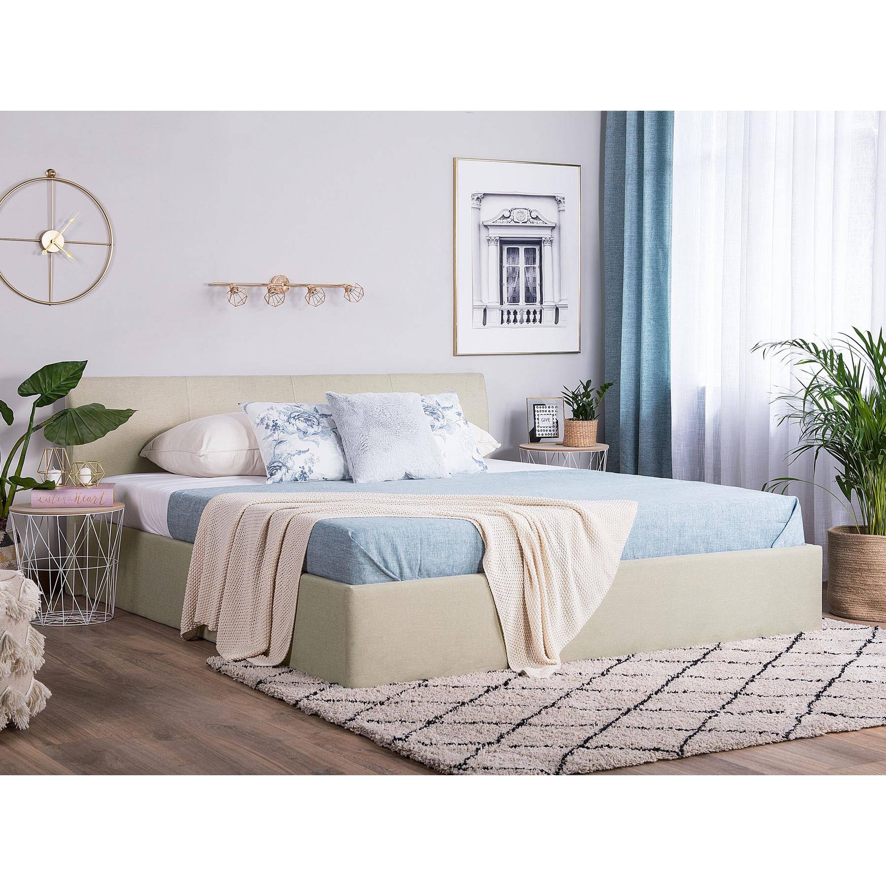 Beliani - ORBEY - Tweepersoonsbed - Beige - 180 x 200 cm - Polyester