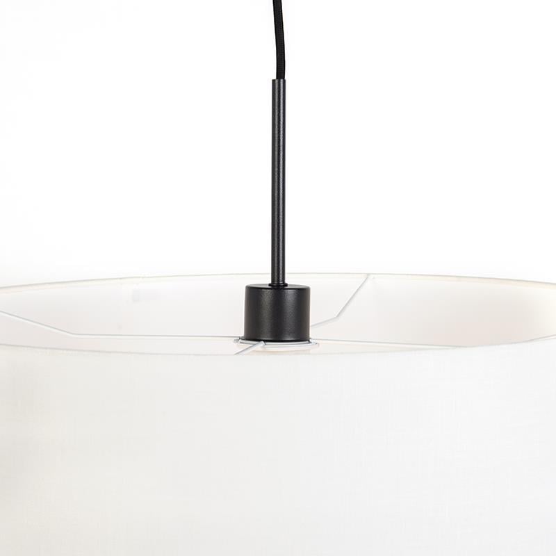 QAZQA Moderne hanglamp zwart met witte kap 50 cm - Combi 1