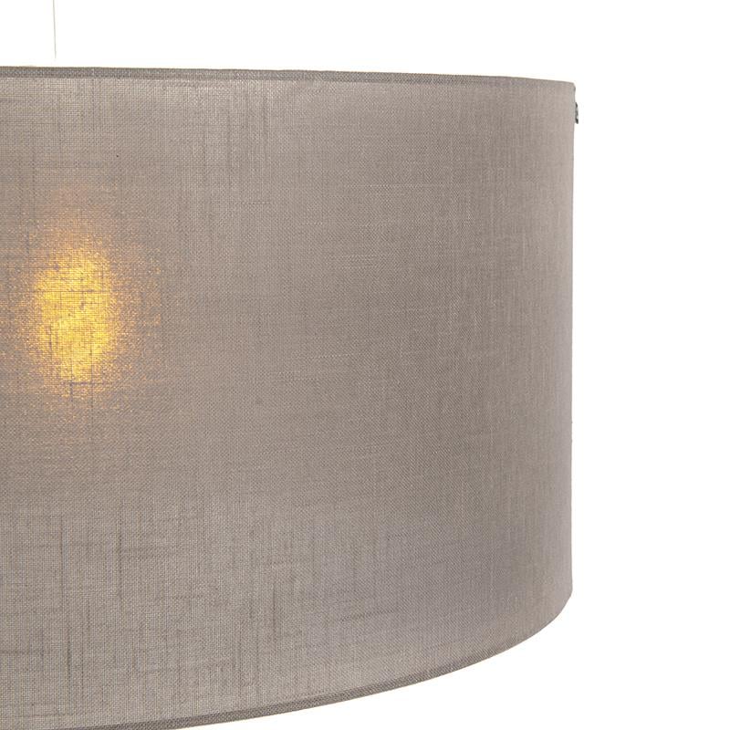 QAZQA Landelijke hanglamp wit met taupe kap 50 cm - Combi 1
