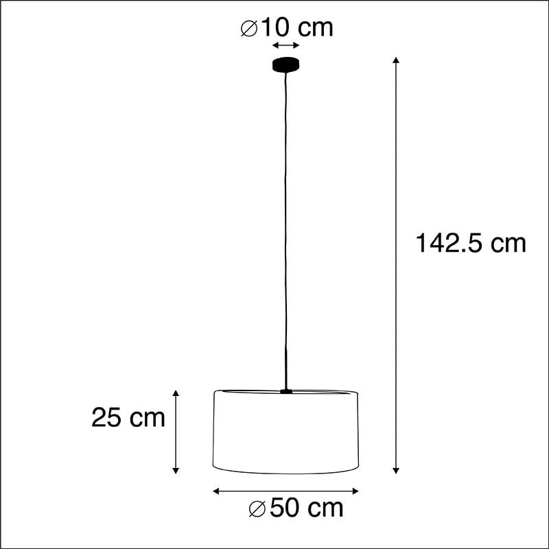 QAZQA Moderne hanglamp zwart met witte kap 50 cm - Combi 1
