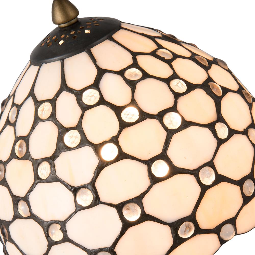 Clayre & Eef Tiffany Tafellamp  Ø 20x38 cm  Wit Bruin Glas Tiffany