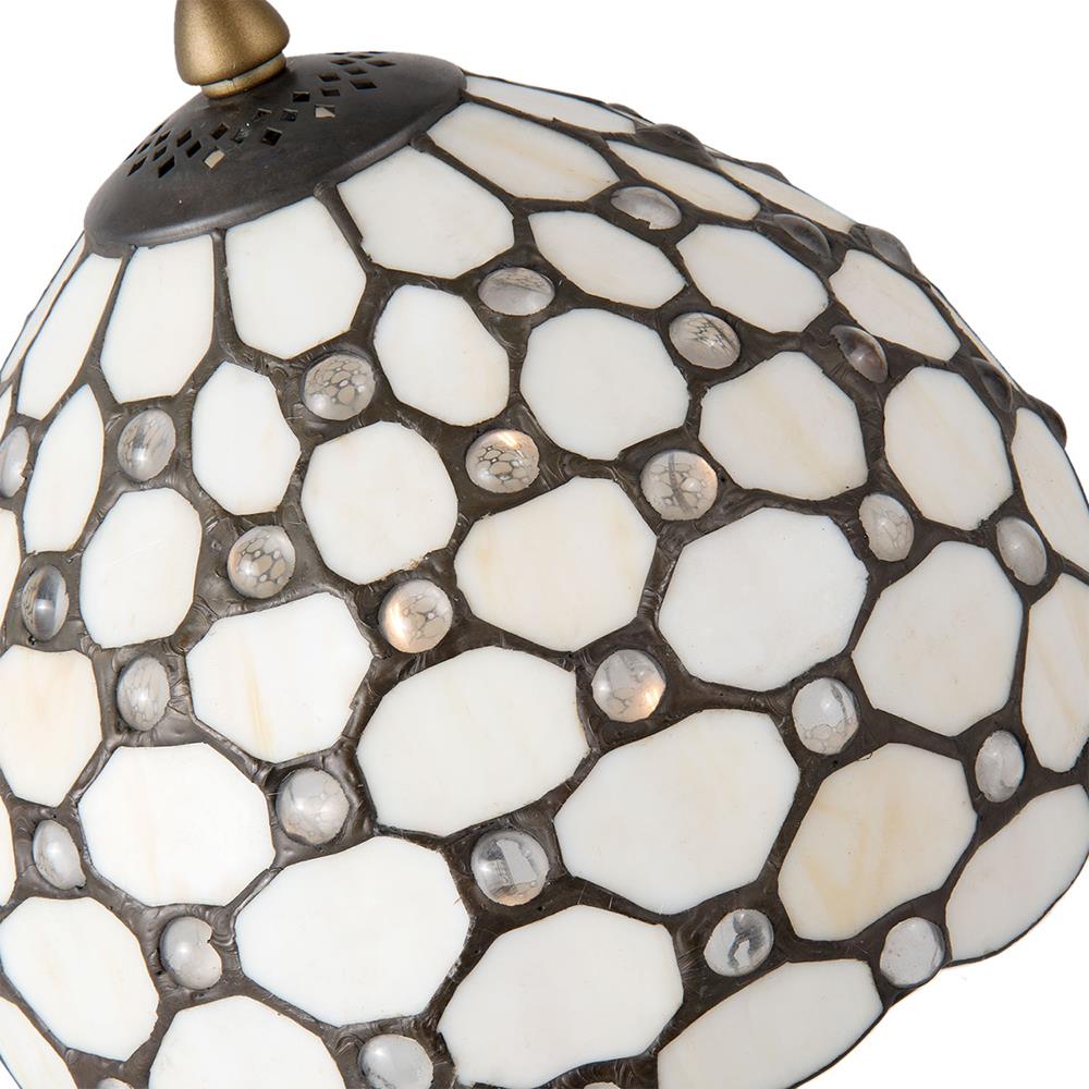 Clayre & Eef Tiffany Tafellamp  Ø 20x38 cm  Wit Bruin Glas Tiffany